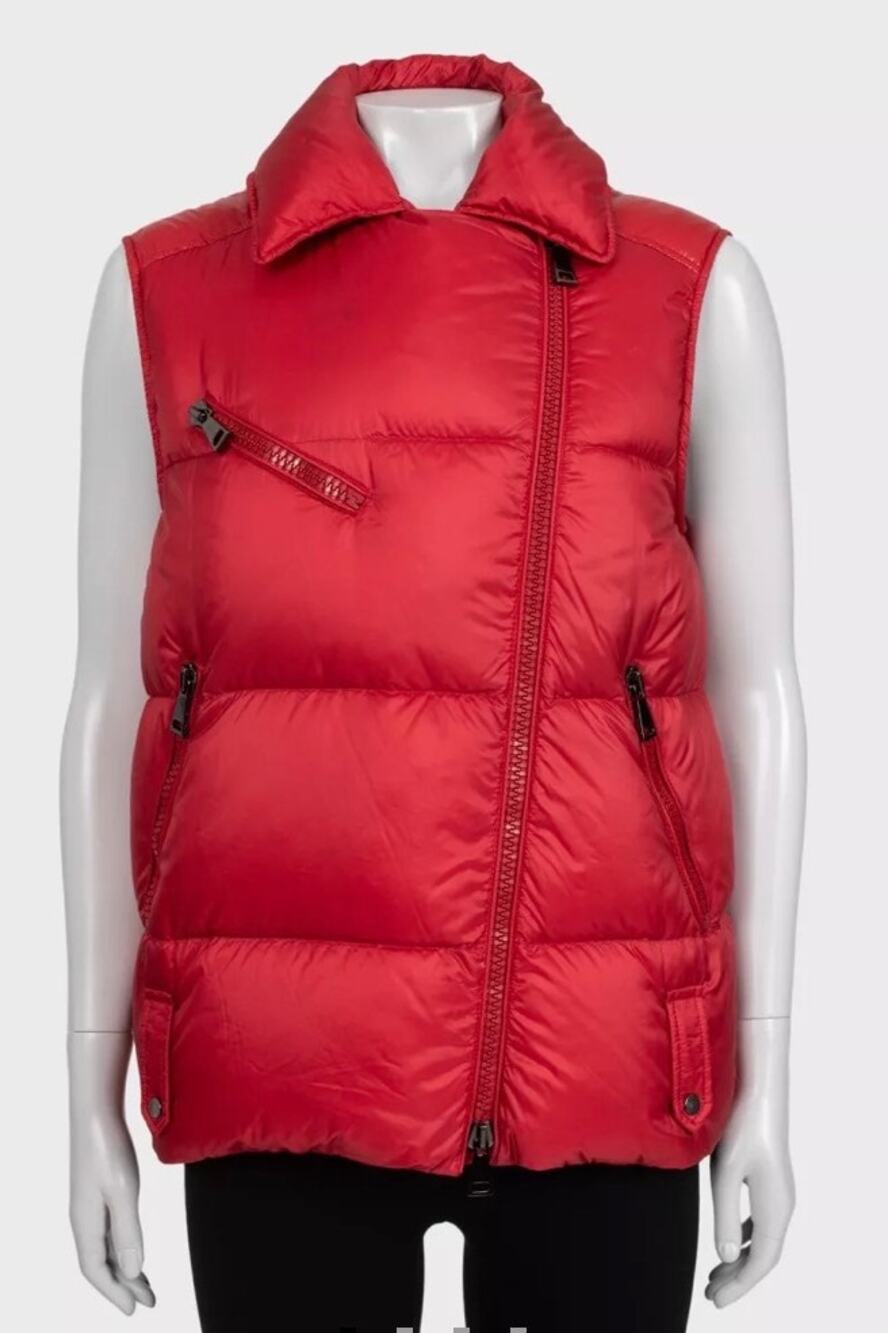 Moncler Red Quilted Down Puffer Vest Gilet - Size M